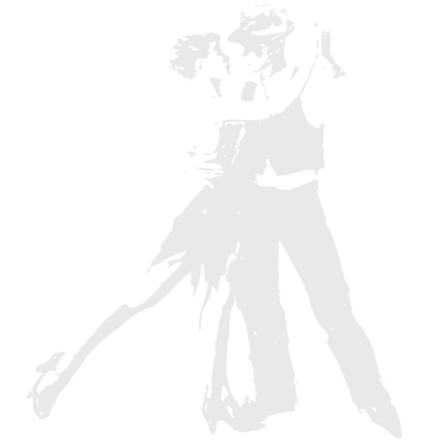 Dibujo en blanco y negro de dos personas bailando tango